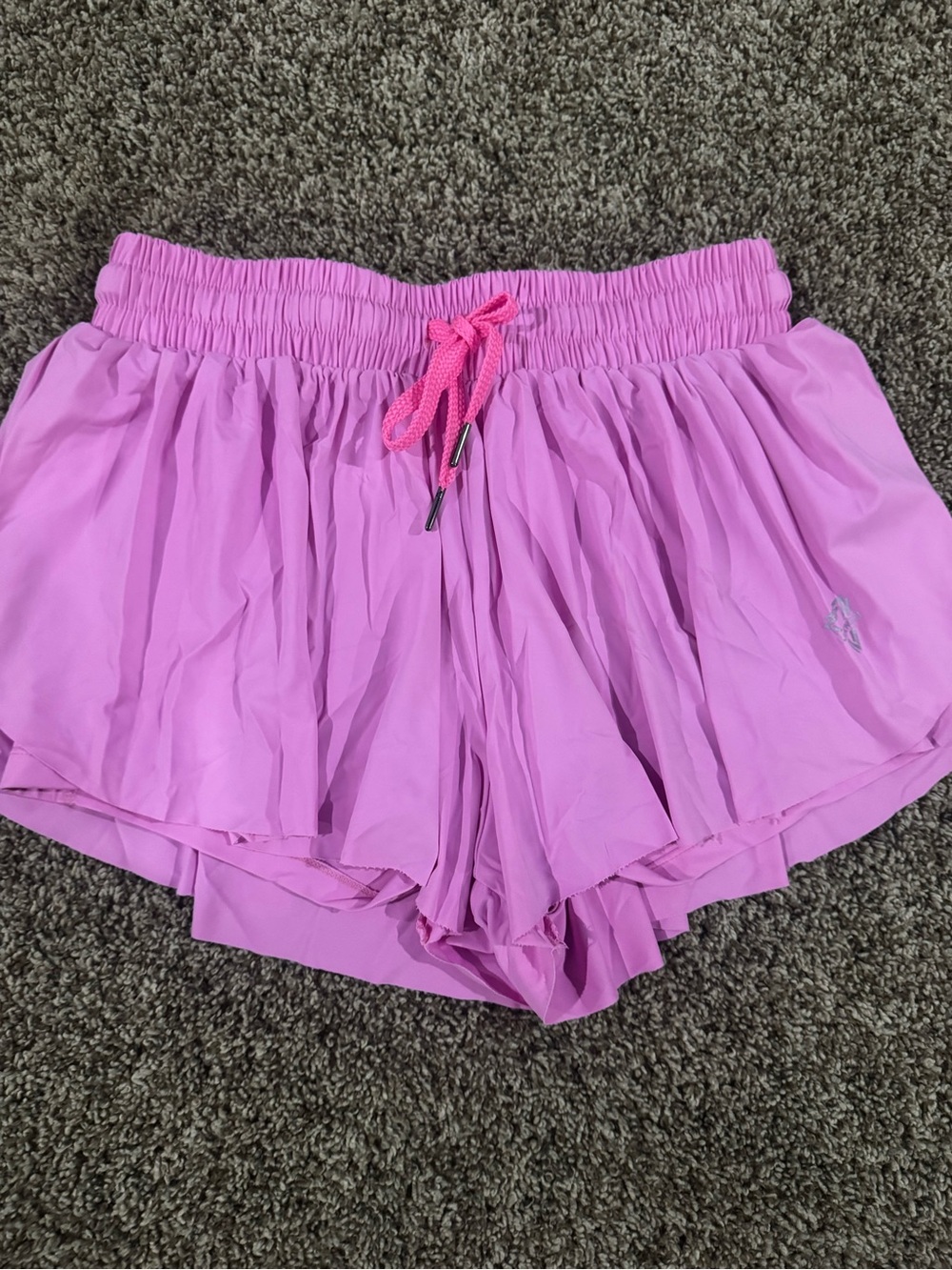 Amazon Women's Pink Layered Athletic Shorts with Drawstring
